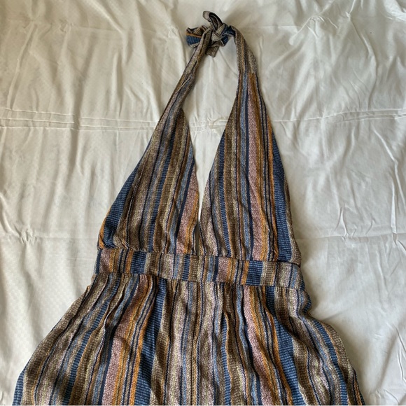 ୨୧ ･ﾟ✧ Wild Fable Striped Deep V-Neck Halter Jumpsuit - Picture 3 of 8